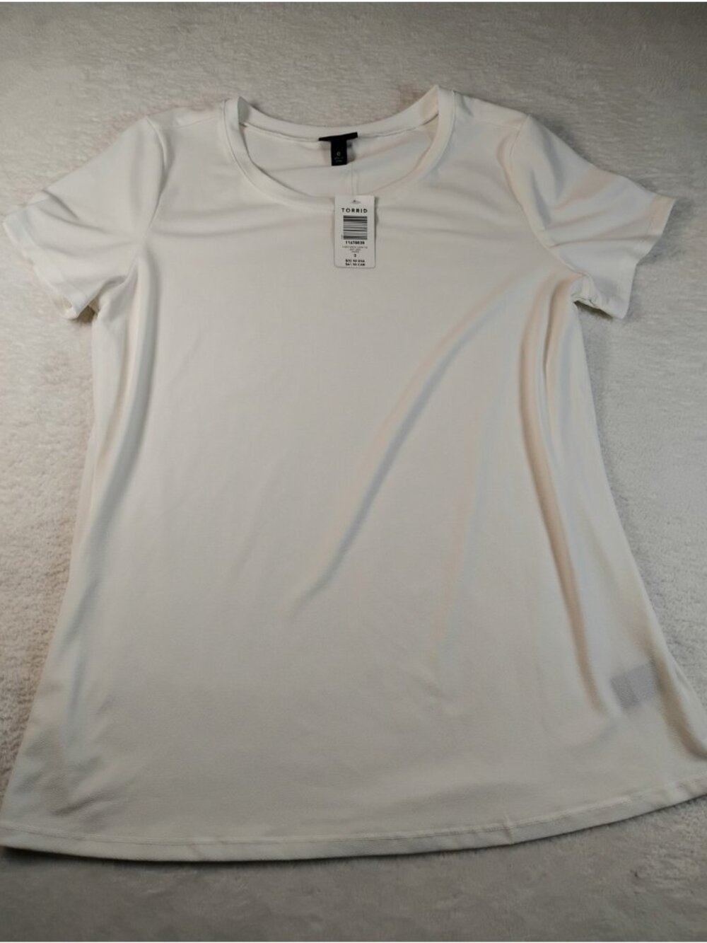 New Torrid Crepe Crew T-Shirt Minimalist Casual School Work Size 0/Large White